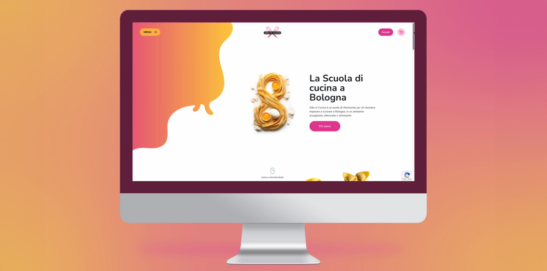 Schermo di un computer che mostra il restyling sito web di Ottoincucina